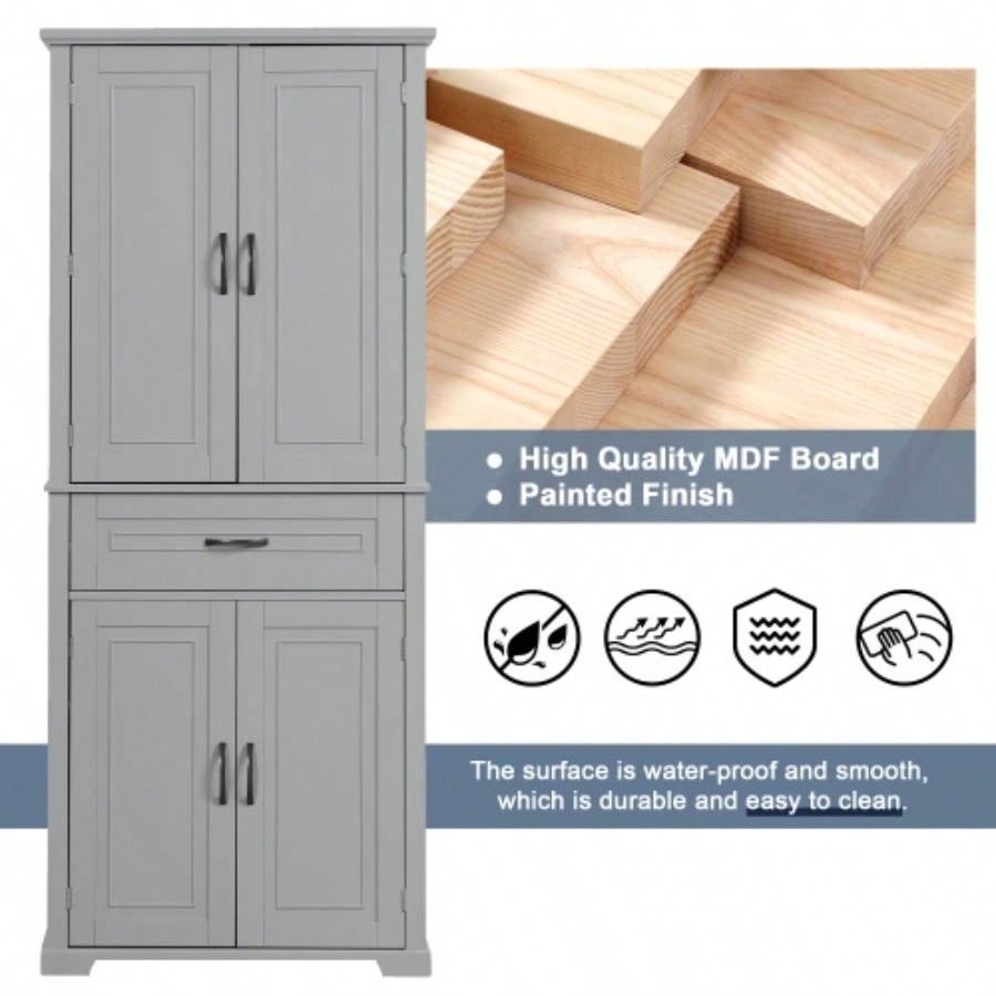 Bathroom Storage Cabinet with Doors and Drawer, Multiple Storage Space, Adjustable Shelf,