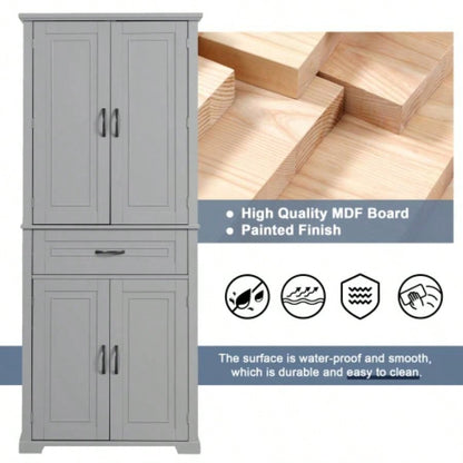 Bathroom Storage Cabinet with Doors and Drawer, Multiple Storage Space, Adjustable Shelf,