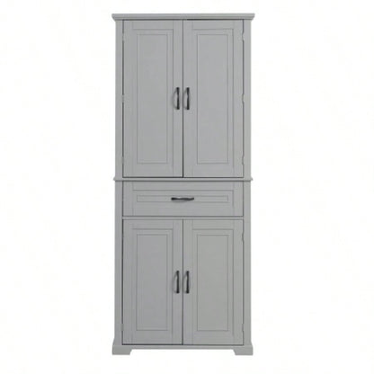 Bathroom Storage Cabinet with Doors and Drawer, Multiple Storage Space, Adjustable Shelf,