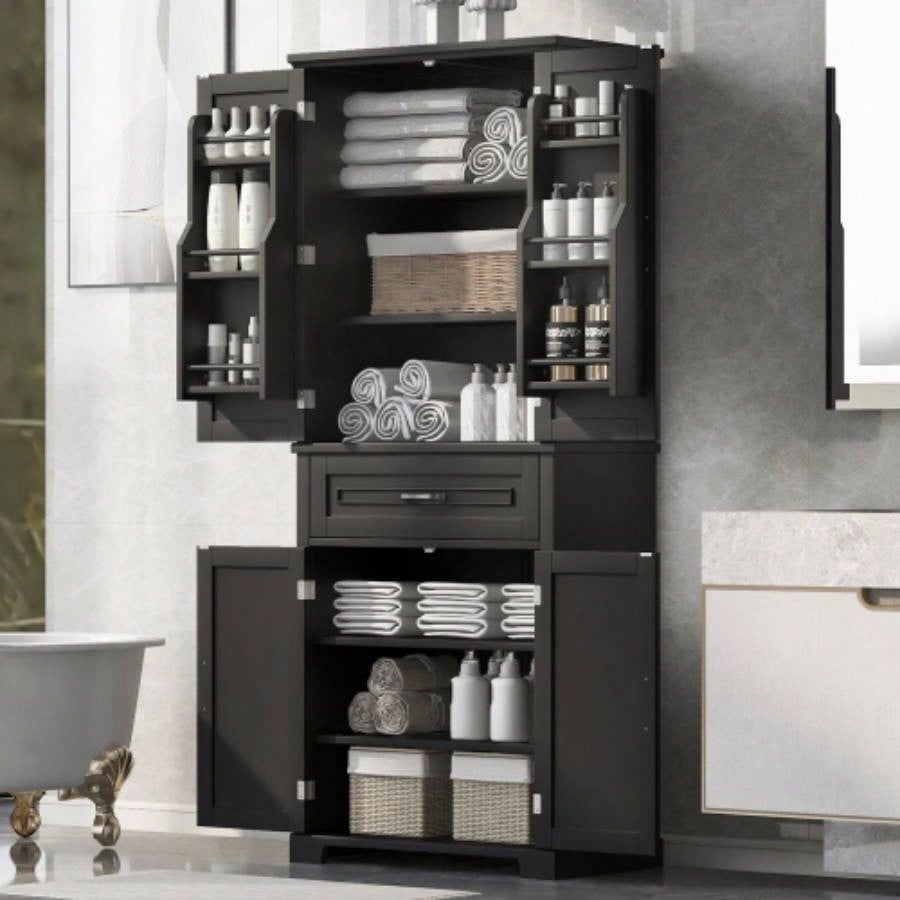 Bathroom Storage Cabinet with Doors and Drawer, Multiple Storage Space, Adjustable Shelf,