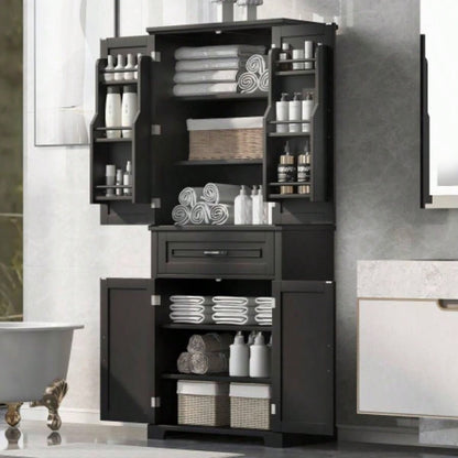 Bathroom Storage Cabinet with Doors and Drawer, Multiple Storage Space, Adjustable Shelf,