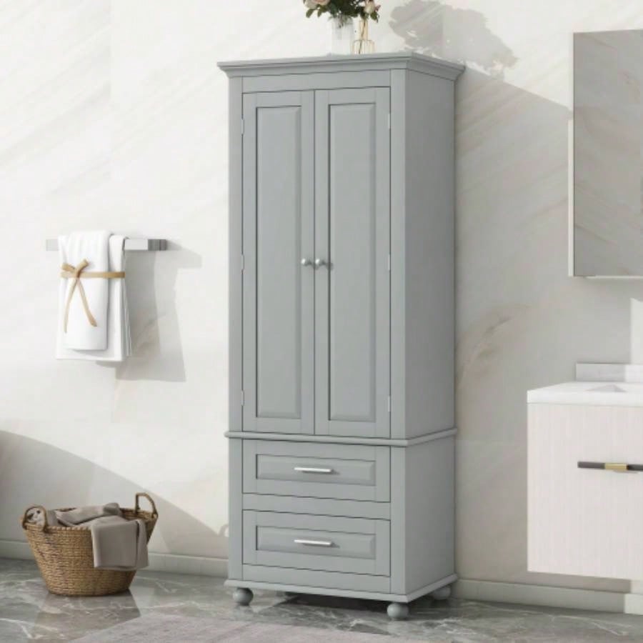 Tall Storage Cabinet with Two Drawers Bathroom/Office,