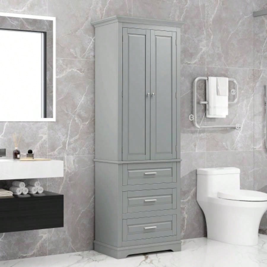 Tall Storage Cabinet with Two Drawers Bathroom/Office,