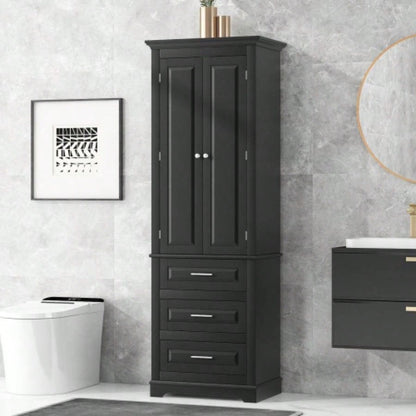Tall Storage Cabinet with Two Drawers Bathroom/Office,