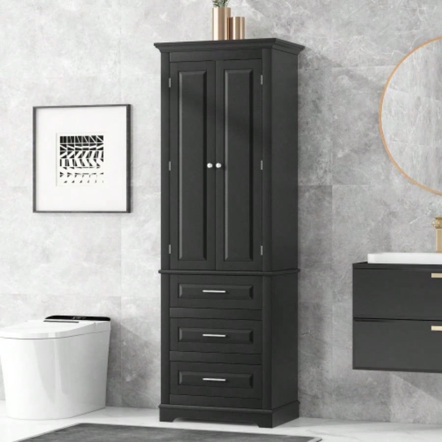 Tall Storage Cabinet with Two Drawers Bathroom/Office,