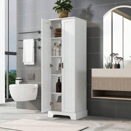 Storage Cabinet with Two Doors Bathroom, Office, Adjustable Shelf, MDF Board, White Old Sku: WF302824AAK