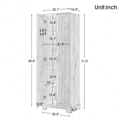 Storage Cabinet with Two Doors Bathroom, Office, Adjustable Shelf, MDF Board, White Old Sku: WF302824AAK