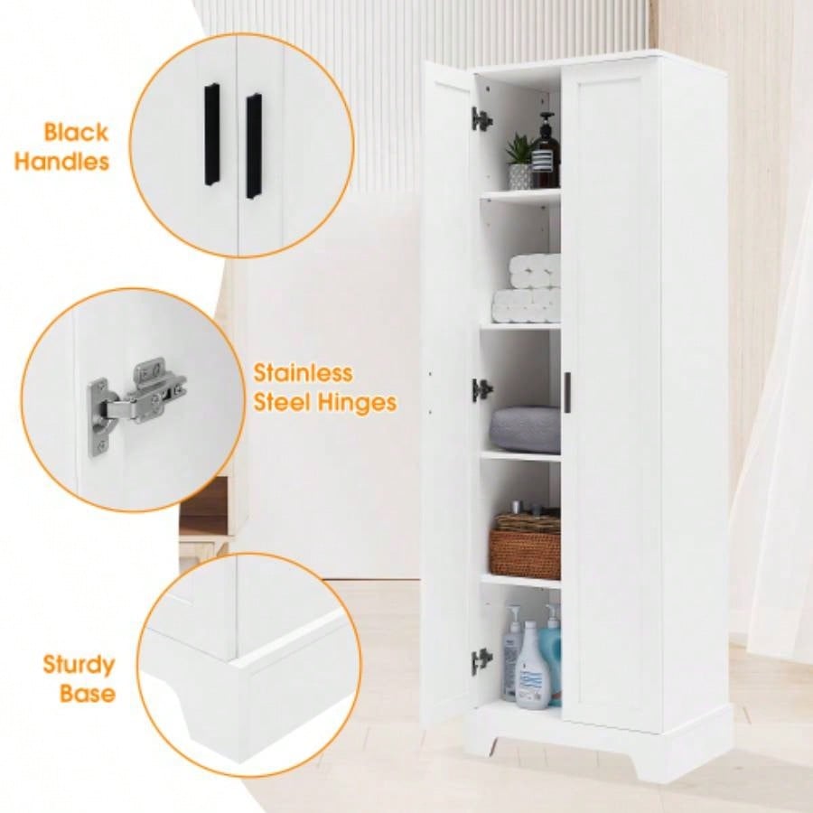 Storage Cabinet with Two Doors Bathroom, Office, Adjustable Shelf, MDF Board, White Old Sku: WF302824AAK