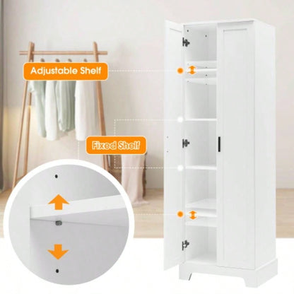 Storage Cabinet with Two Doors Bathroom, Office, Adjustable Shelf, MDF Board, White Old Sku: WF302824AAK