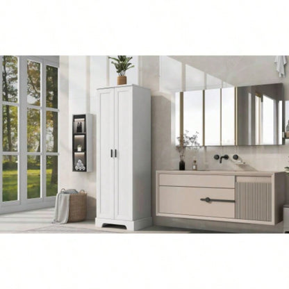 Storage Cabinet with Two Doors Bathroom, Office, Adjustable Shelf, MDF Board, White Old Sku: WF302824AAK