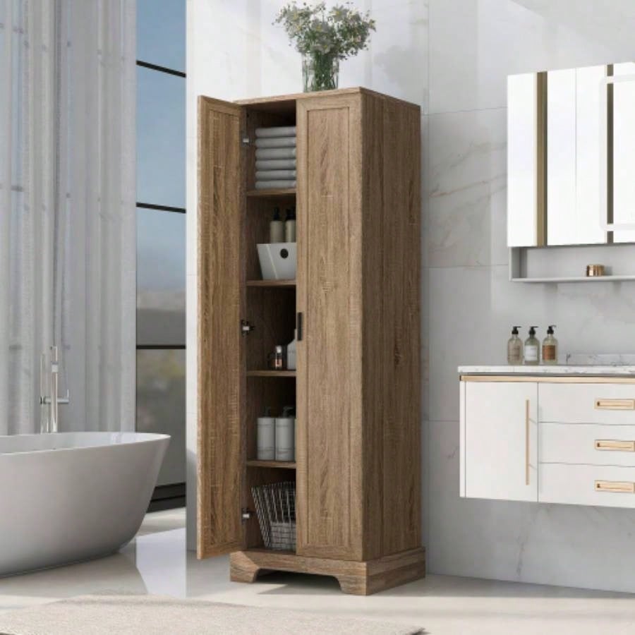 Storage Cabinet with Two Doors Bathroom, Office, Adjustable Shelf, MDF Board, White Old Sku: WF302824AAK