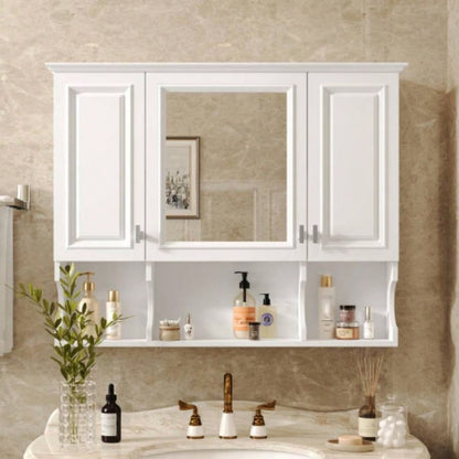 35x 28 Wall Mounted Bathroom Medicine Cabinet, Modern Bathroom Wall Cabinet with Mirror, Mirror Cabinet with Open Shelves
