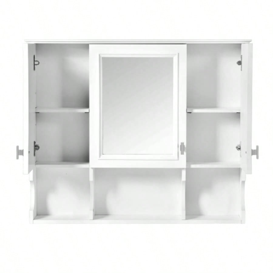 35x 28 Wall Mounted Bathroom Medicine Cabinet, Modern Bathroom Wall Cabinet with Mirror, Mirror Cabinet with Open Shelves