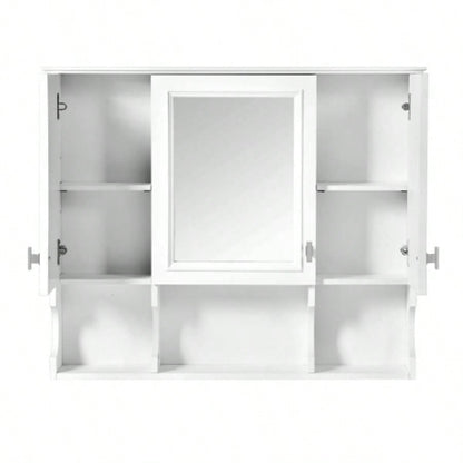35x 28 Wall Mounted Bathroom Medicine Cabinet, Modern Bathroom Wall Cabinet with Mirror, Mirror Cabinet with Open Shelves