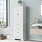 Storage Cabinet with 2 Doors and 4 Drawers Bathroom, Office, Adjustable Shelf, MDF Board with Painted, White