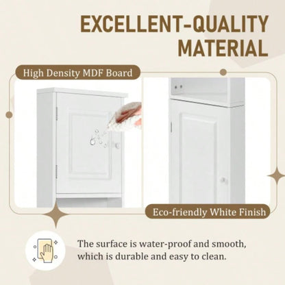 Multi - Functional Corner Cabinet Tall Bathroom Storage Cabinet with Two Doors and Adjustable Shelves, Open Shelf, WhiteOld Sku: WF294602AAK