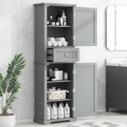 Tall Bathroom Storage Cabinet, Freestanding Storage Cabinet with Drawer and Adjustable Shelf, MDF Board with Painted, Old Sku: WF312727AAE