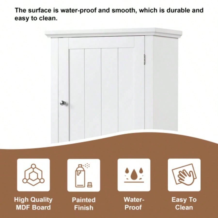 Tall Bathroom Storage Cabinet, Freestanding Storage Cabinet with Drawer and Adjustable Shelf, MDF Board with Painted, White Old Sku: WF312727AAK