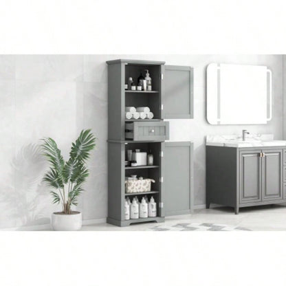 Tall Bathroom Storage Cabinet, Freestanding Storage Cabinet with Drawer and Adjustable Shelf, MDF Board with Painted, Old Sku: WF312727AAE