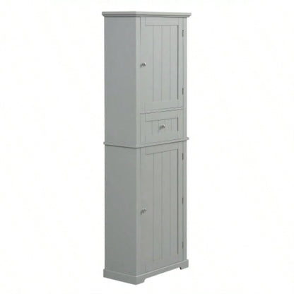Tall Bathroom Storage Cabinet, Freestanding Storage Cabinet with Drawer and Adjustable Shelf, MDF Board with Painted, Old Sku: WF312727AAE
