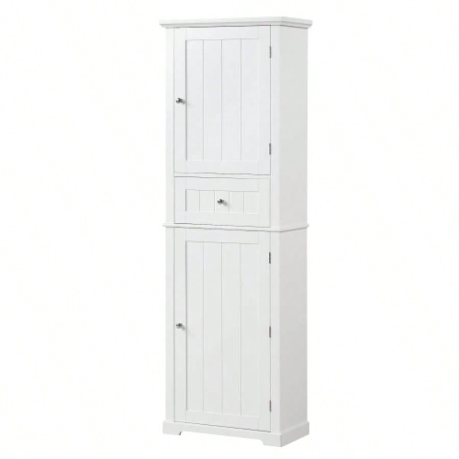 Tall Bathroom Storage Cabinet, Freestanding Storage Cabinet with Drawer and Adjustable Shelf, MDF Board with Painted, White Old Sku: WF312727AAK