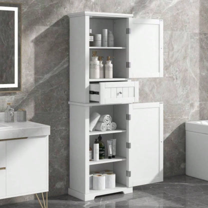 Tall Bathroom Storage Cabinet, Freestanding Storage Cabinet with Drawer and Adjustable Shelf, MDF Board with Painted, Old Sku: WF312727AAE