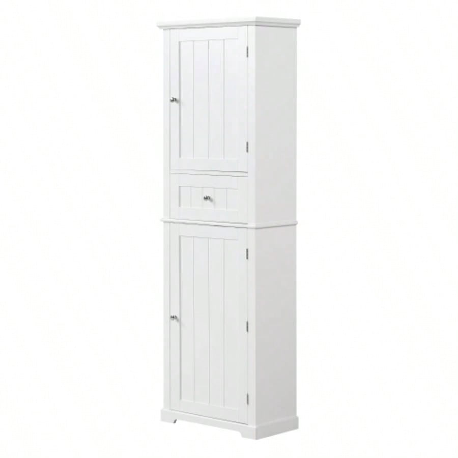 Tall Bathroom Storage Cabinet, Freestanding Storage Cabinet with Drawer and Adjustable Shelf, MDF Board with Painted, White Old Sku: WF312727AAK