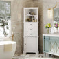 White Tall Cabinet with 3 Drawers and Adjustable Shelves Bathroom, Kitchen or Living Room, MDF Board with Painted Old SKU: WF298150AAK