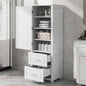 Tall Bathroom Storage Cabinet, Freestanding Storage Cabinet with Two Drawers and Adjustable Shelf, MDF Board with Painted, White Old Sku: WF312728AAK