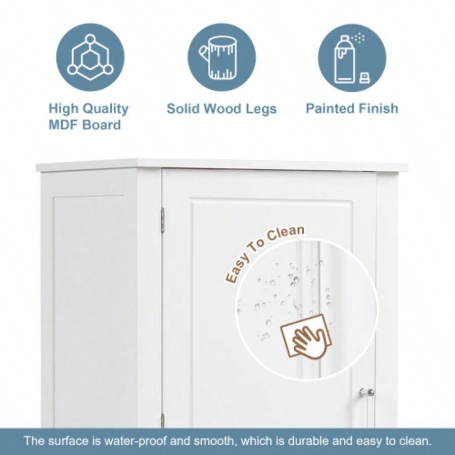 Tall Bathroom Storage Cabinet, Freestanding Storage Cabinet with Two Drawers and Adjustable Shelf, MDF Board with Painted, White Old Sku: WF312728AAK