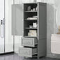 Tall Bathroom Storage Cabinet, Freestanding Storage Cabinet with Two Drawers and Adjustable Shelf, MDF Board with Painted, White Old Sku: WF312728AAK