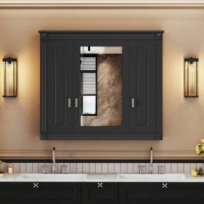 Bathroom Wall Cabinet with Mirror, Wall Mounted Medicine Cabinet with 4 Shelves, Mirrored Door Over Toilet Storage Cabinet, White