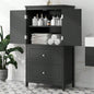 Bathroom Storage Cabinet, Cabinet with Two Doors and Drawers, Adjustable Shelf, MDF Board, White