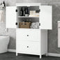 Bathroom Storage Cabinet, Cabinet with Two Doors and Drawers, Adjustable Shelf, MDF Board, Black