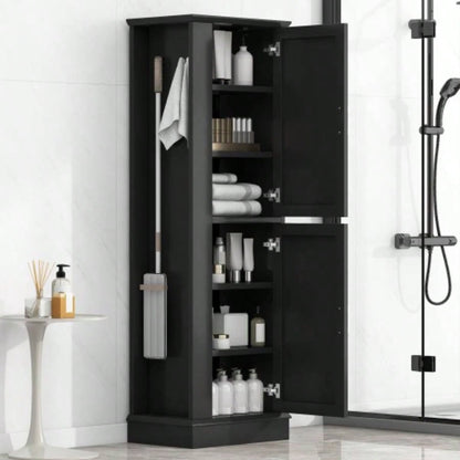 Tall Bathroom Storage Cabinet, Freestanding Storage Cabinet with Hook and Adjustable Shelf, MDF Board, White Old Sku: WF326356AAK