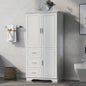 Tall and Wide Storage Cabinet with Doors Bathroom/Office, Three Drawers, White