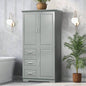 Tall and Wide Storage Cabinet with Doors Bathroom/Office, Three Drawers, White