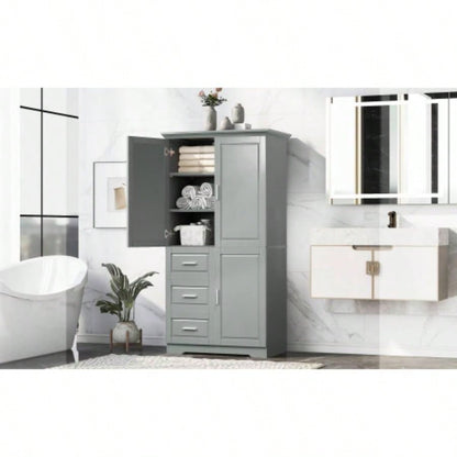 Tall and Wide Storage Cabinet with Doors Bathroom/Office, Three Drawers,