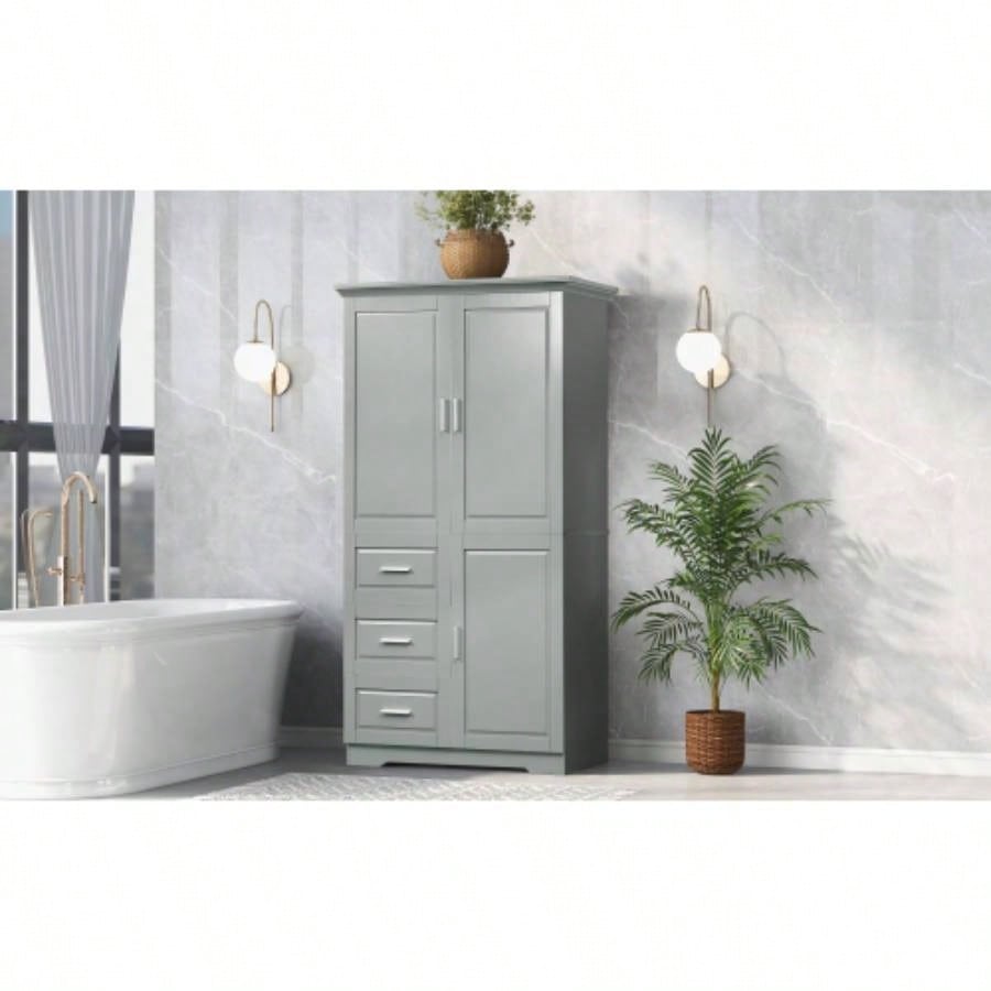 Tall and Wide Storage Cabinet with Doors Bathroom/Office, Three Drawers,