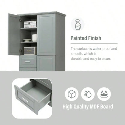 Tall and Wide Storage Cabinet with Doors Bathroom/Office, Three Drawers,