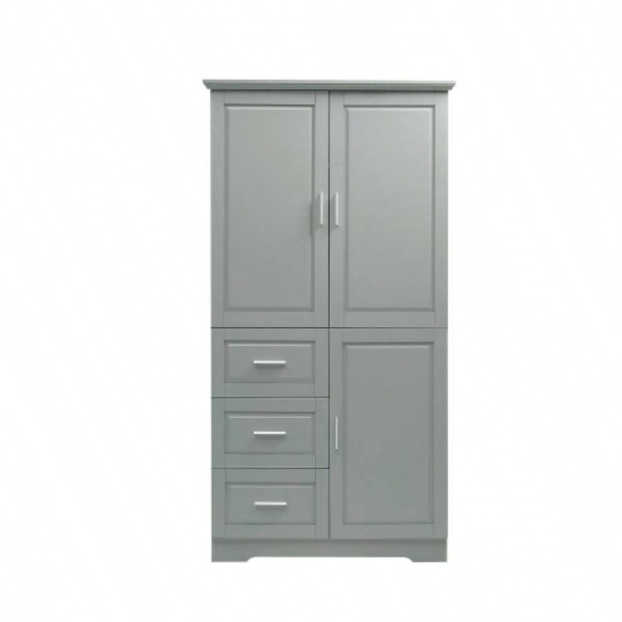 Tall and Wide Storage Cabinet with Doors Bathroom/Office, Three Drawers,