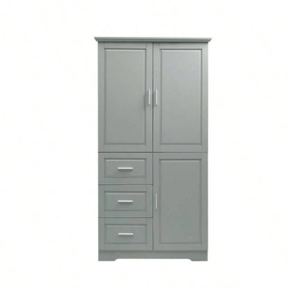 Tall and Wide Storage Cabinet with Doors Bathroom/Office, Three Drawers,