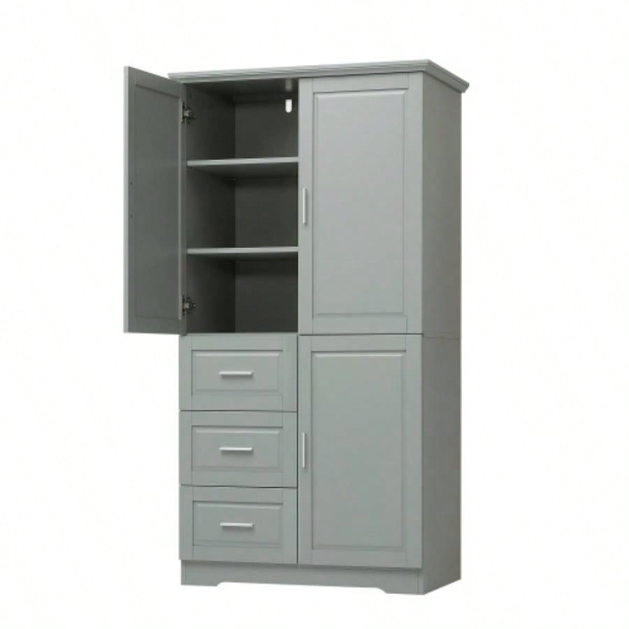 Tall and Wide Storage Cabinet with Doors Bathroom/Office, Three Drawers,