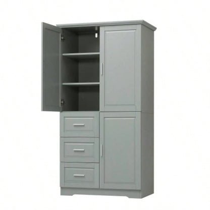 Tall and Wide Storage Cabinet with Doors Bathroom/Office, Three Drawers,