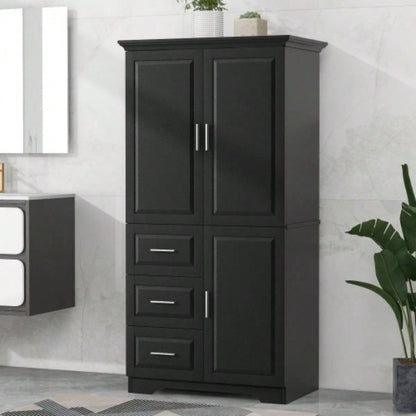 Tall and Wide Storage Cabinet with Doors Bathroom/Office, Three Drawers,
