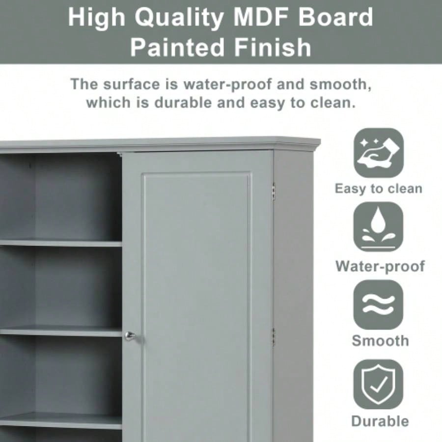 Wide Bathroom Storage Cabinet, Freestanding Storage Cabinet with Two Drawers and Adjustable Shelf, MDF Board with Painted,
