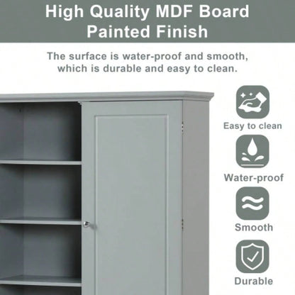 Wide Bathroom Storage Cabinet, Freestanding Storage Cabinet with Two Drawers and Adjustable Shelf, MDF Board with Painted,