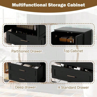 72.2 Tall Freestanding Bathroom Cabinet with 3 Drawers Partitioned, Standard, Deep, Adjustable Shelf, Modern Elegant Style, Soft - Close Doors, MDF Panels, Steel Handles