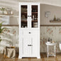 67.2 Tall Bathroom Storage Cabinet with Tempered Glass Doors, Adjustable Shelves Drawer - Modern Freestanding Linen Tower, Soft - Close Design