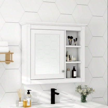 30x 28 Medicine Cabinet, Wall Mounted Bathroom Storage Cabinet, Modern Bathroom Wall Cabinet with Mirror, Medicine Cabinet, Mirror Cabinet with 3 Open Shelves Not Include Bathroom Vanity